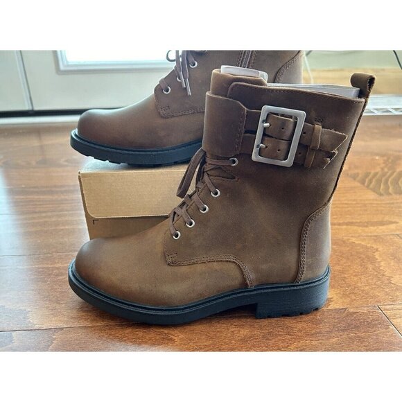 Clarks Orinoco 2 Lace Zip Leather Boots Womens Brown Snuff Leather NEW 6.5 W - Picture 3 of 8